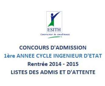 Résultats définitifs du concours ESITH Casablanca 2014