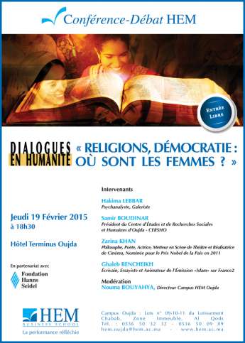 HEM - Conférence-Débat : Religions, Démocratie: Où sont les femmes? par HEM Oujda