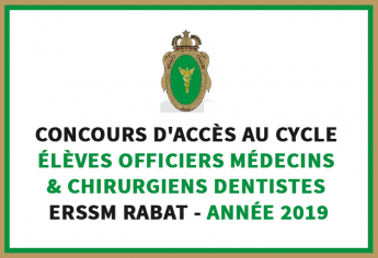 Concours d'accès à l'Ecole Royale du Service de Santé Militaire ERSSM 2019