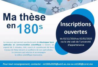 Édition 2020 du concours francophone international « Ma Thèse en 180 Secondes » (MT180)