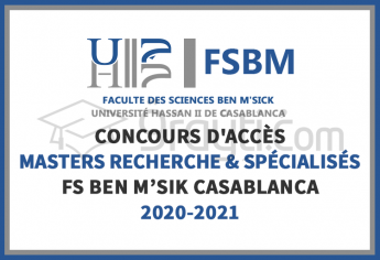 Concours d'accès aux Masters Recherche et Spécialisés à la FS Ben M'Sik Casablanca 2020-2021