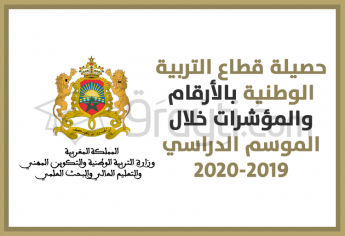 حصيلة قطاع التربية الوطنية بالأرقام والمؤشرات خلال الموسم الدراسي 2019-2020