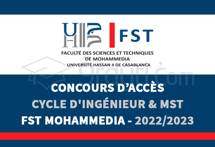 Concours d'accès au cycle d'ingénieur et Masters Sciences et Techniques de FST Mohammedia 2022-2023
